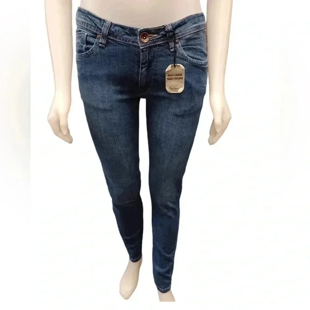 Pepe Jeans Low  Rise Skinny Medium Wash Blue Jeans Size 30